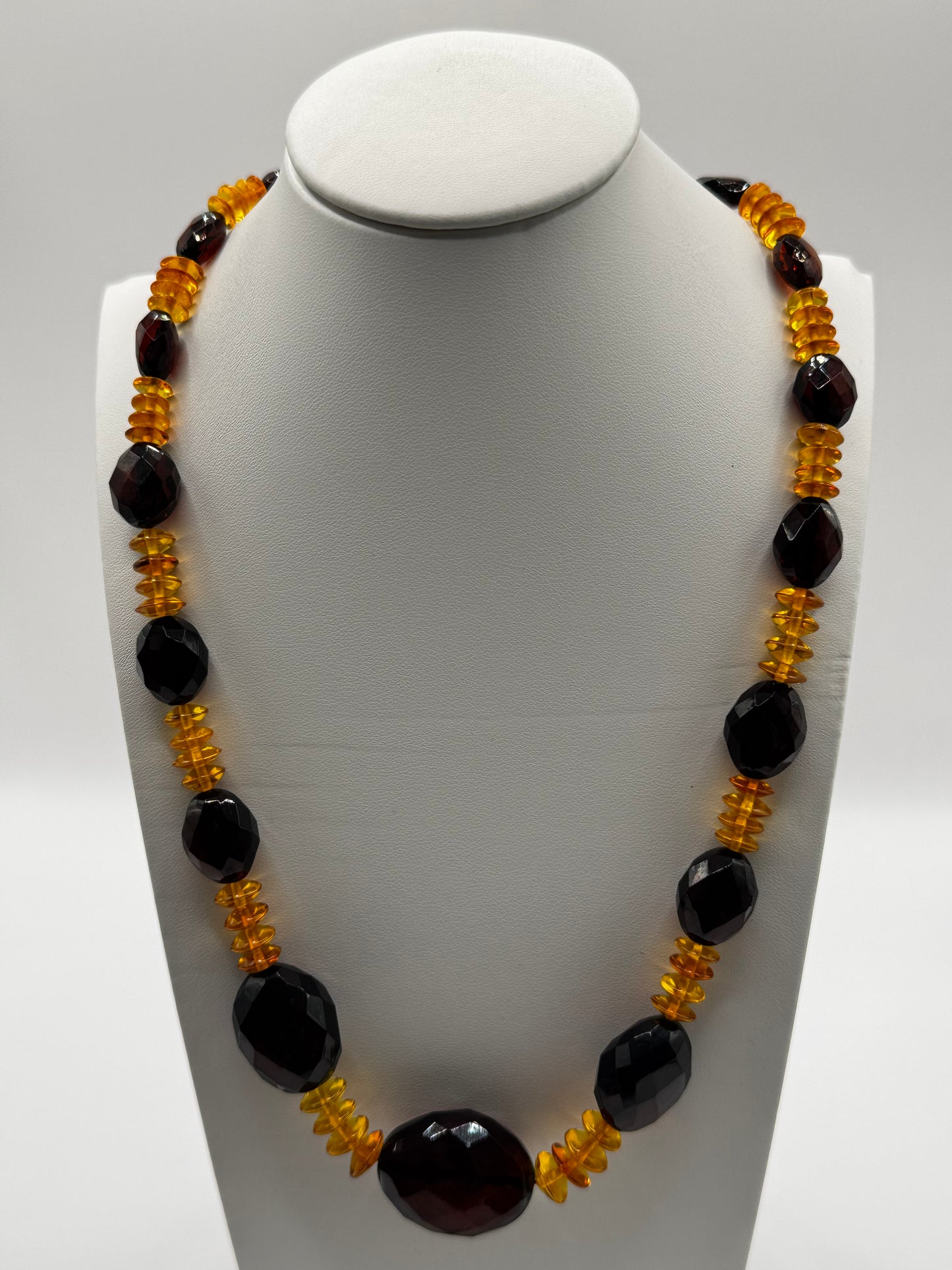 Amber Adults Polish Faceted Necklace