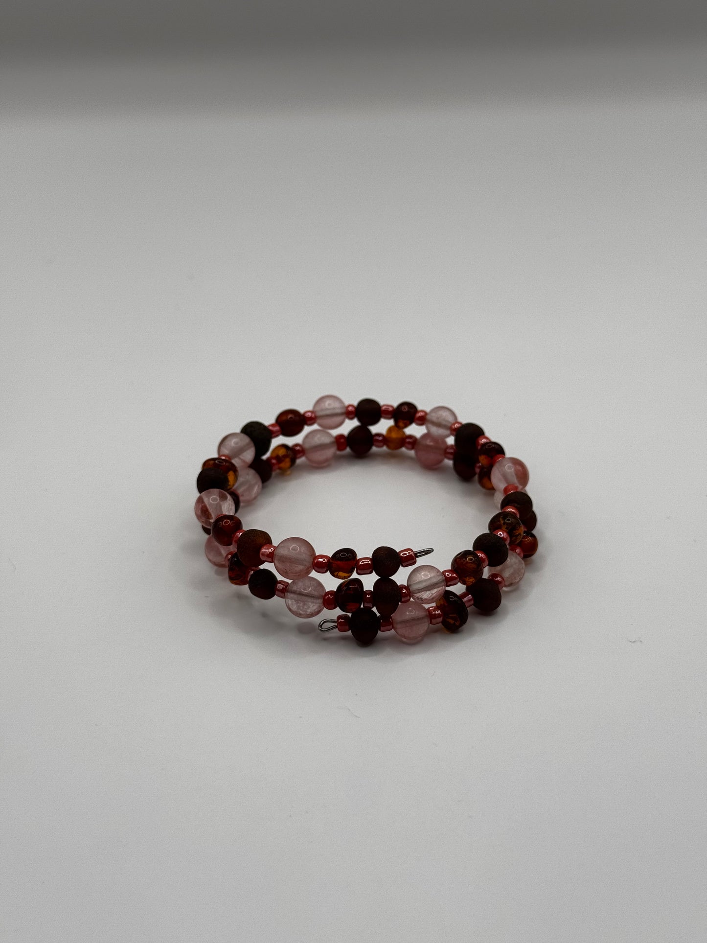 Children's Amber And Cherry Quartz Bracelet