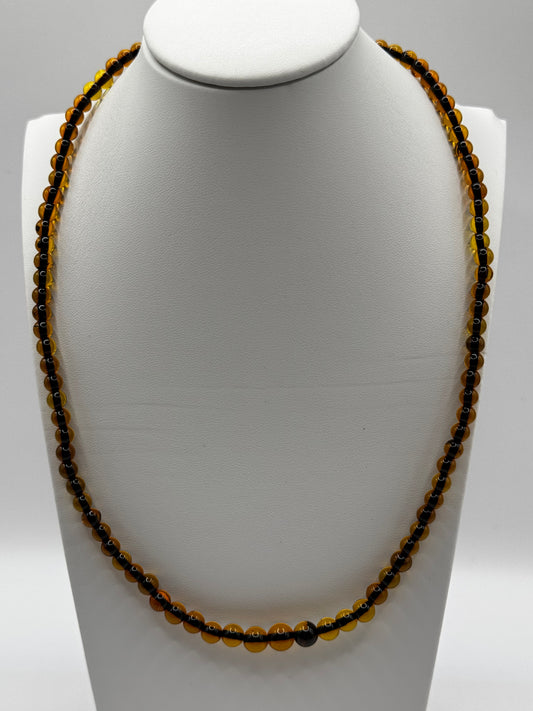 Amber Adults Polish Cognac Round Necklace
