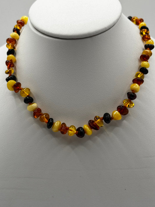 Amber Baby Polish Multi Half-Baroque Necklace