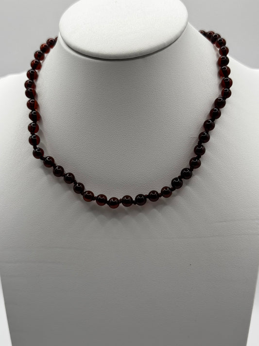 Amber Baby Polish Cherry Round Necklace