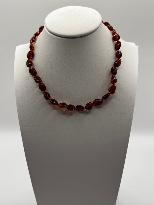 Amber Baby Polish Cognac Bean Necklace