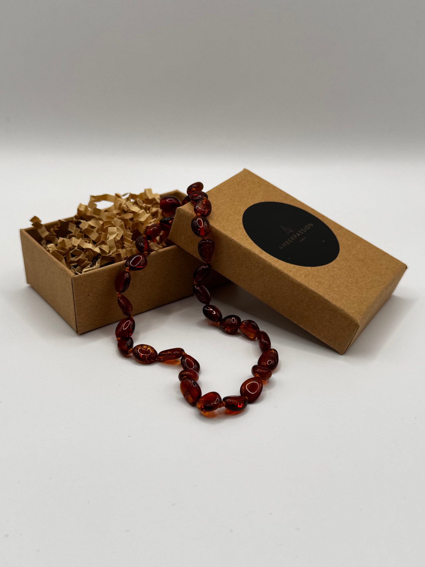 Amber Baby Polish Cognac Bean Necklace