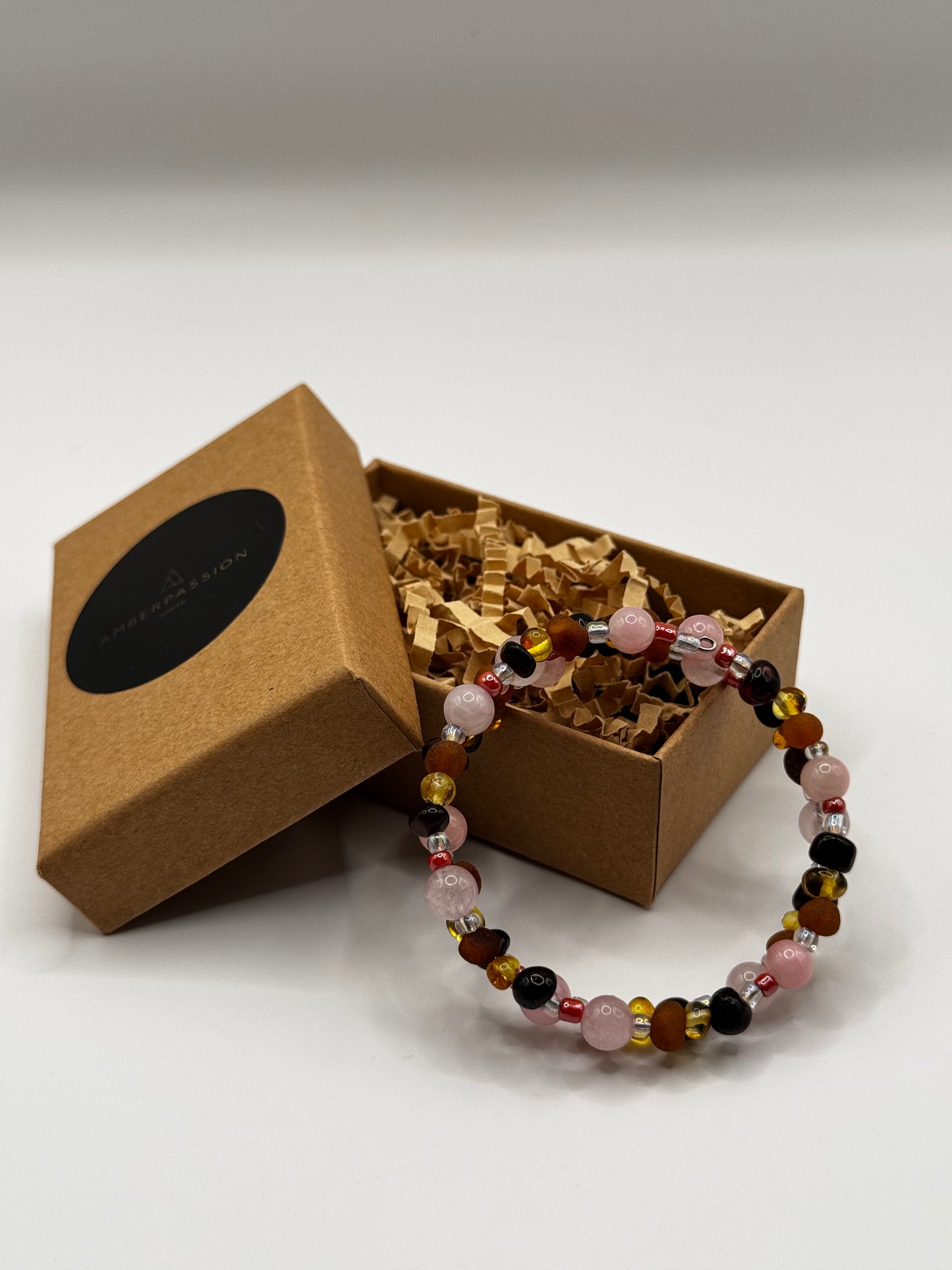Children's Amber and Rose Quartz Bracelet