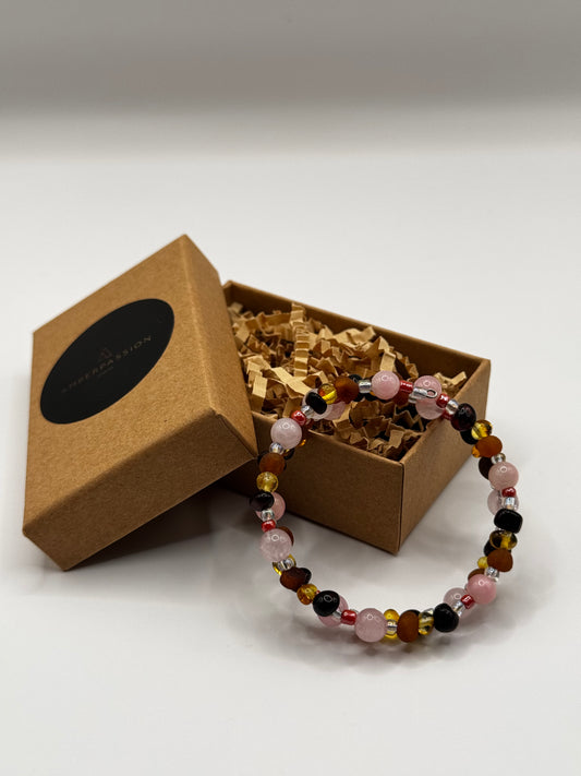Children's Amber and Rose Quartz Bracelet