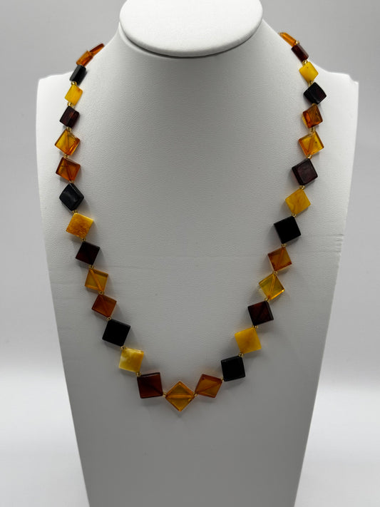 Amber Adults Polish Multi Square Necklace
